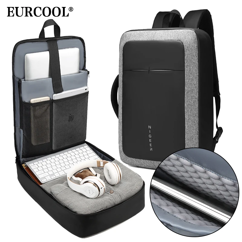 Мужской деловой рюкзак EURCOOL 17 &quotдля ноутбука водоотталкивающий