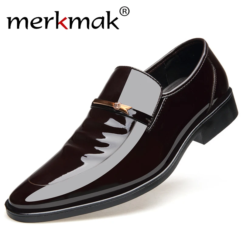 Мужские Винтажные Туфли оксфорды Merkmak черные классические туфли из лакированной