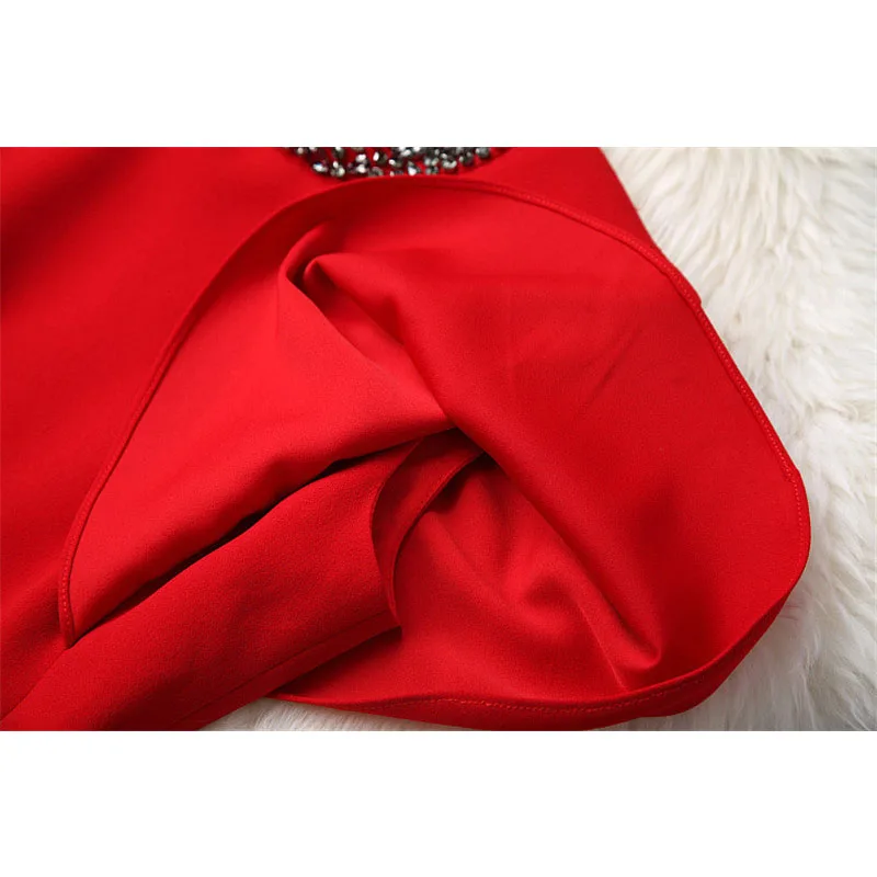 Женское однотонное платье с воротником со стразами элегантное Брендовое