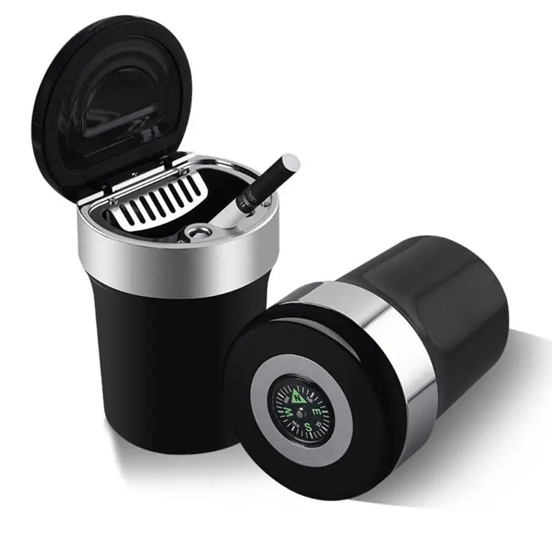 

Easy Clean Up Detachable Car Ashtray with Lid Compass LED Light and Removable Lighter for Most Car Cup Holder Automotive