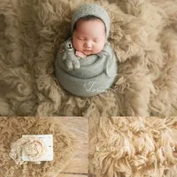 Newborn Photography Props Big Size Flokati 150x120cm Hand-Knitted Pure Greek Wool Blanket Baby Photo Boy Girl Background Mat