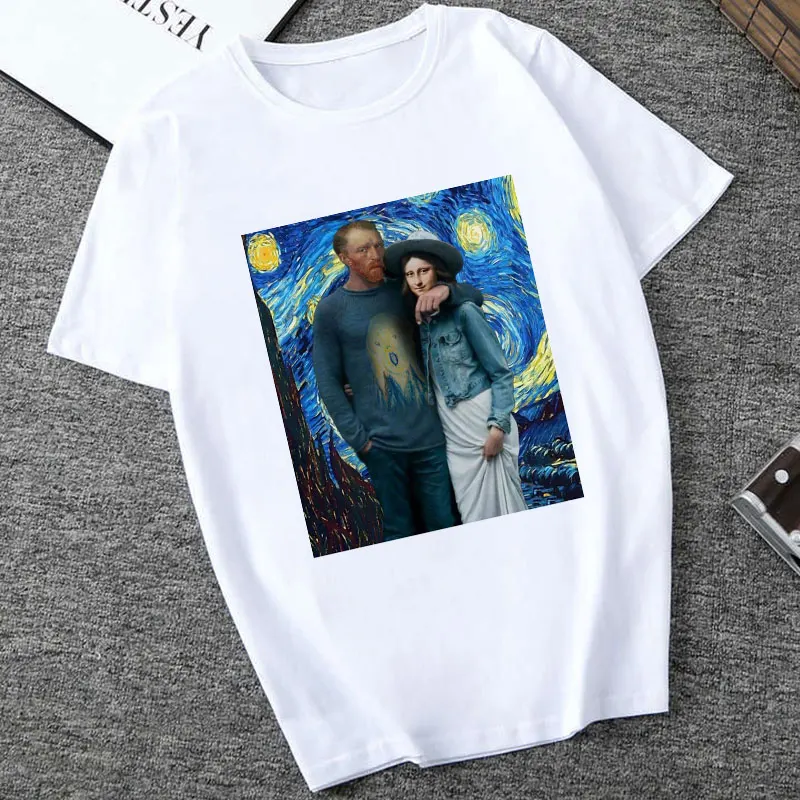 2461 Mona Lisa Spoof персональные футболки женские модные футболки Harajuku летние с коротким рукавом и круглым вырезом белые Топы Рубашки Camiseta Femina - Цвет: 2461