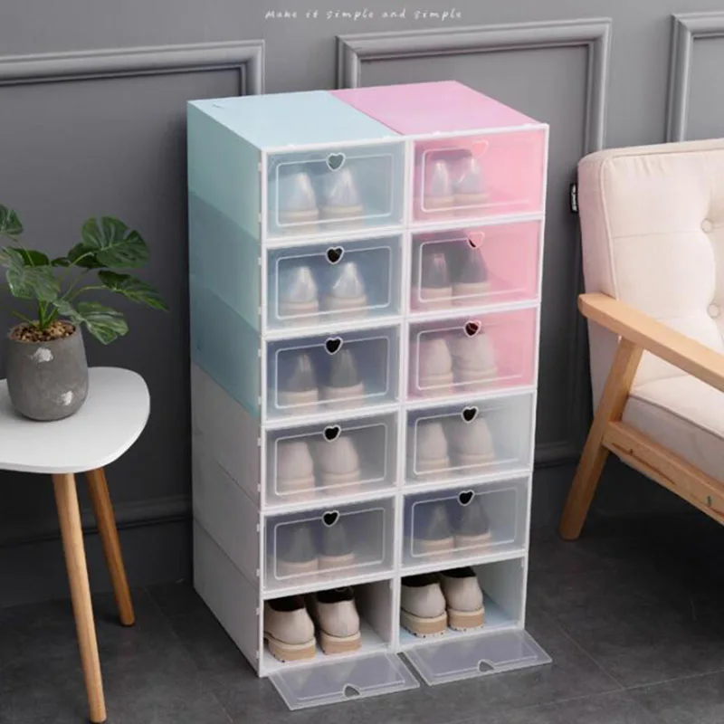 Прозрачный ящик для хранения обуви утолщенный откидной органайзер шкафа