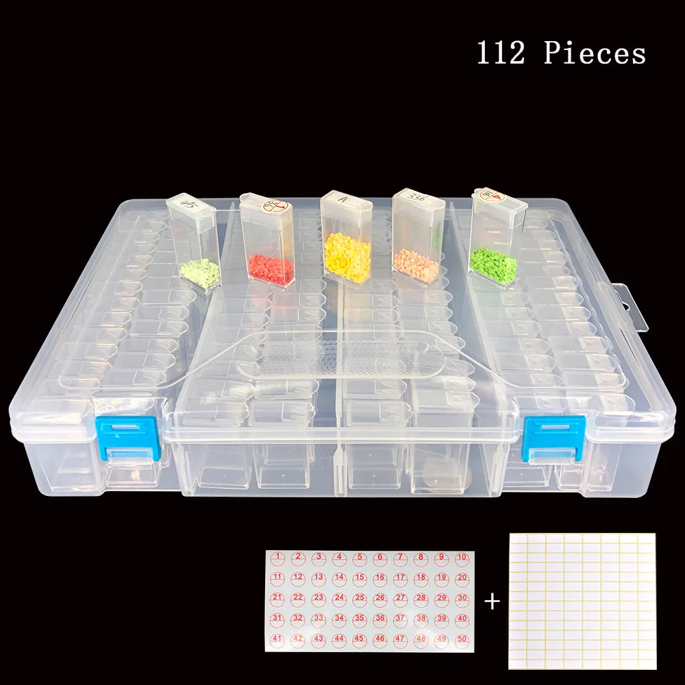

New 112pcs Plastic 5d Diamond Painting Accessories box Beads Display Storage Box For Diamond Embroidery Cross Stitch Tools