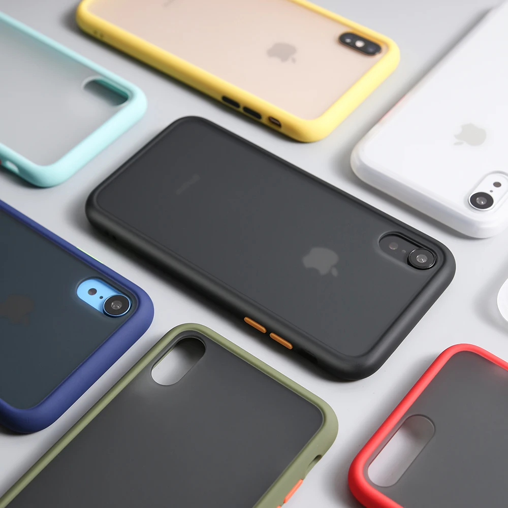 Контрастный цветной матовый чехол на айфон 11 Pro X Xs Max SE 2020 XR 6 6S 7 8 плюс Защитный для