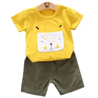 2020 new summer child clothes baby boy yellow cartoon t shirt green short two piece street fashion clothing