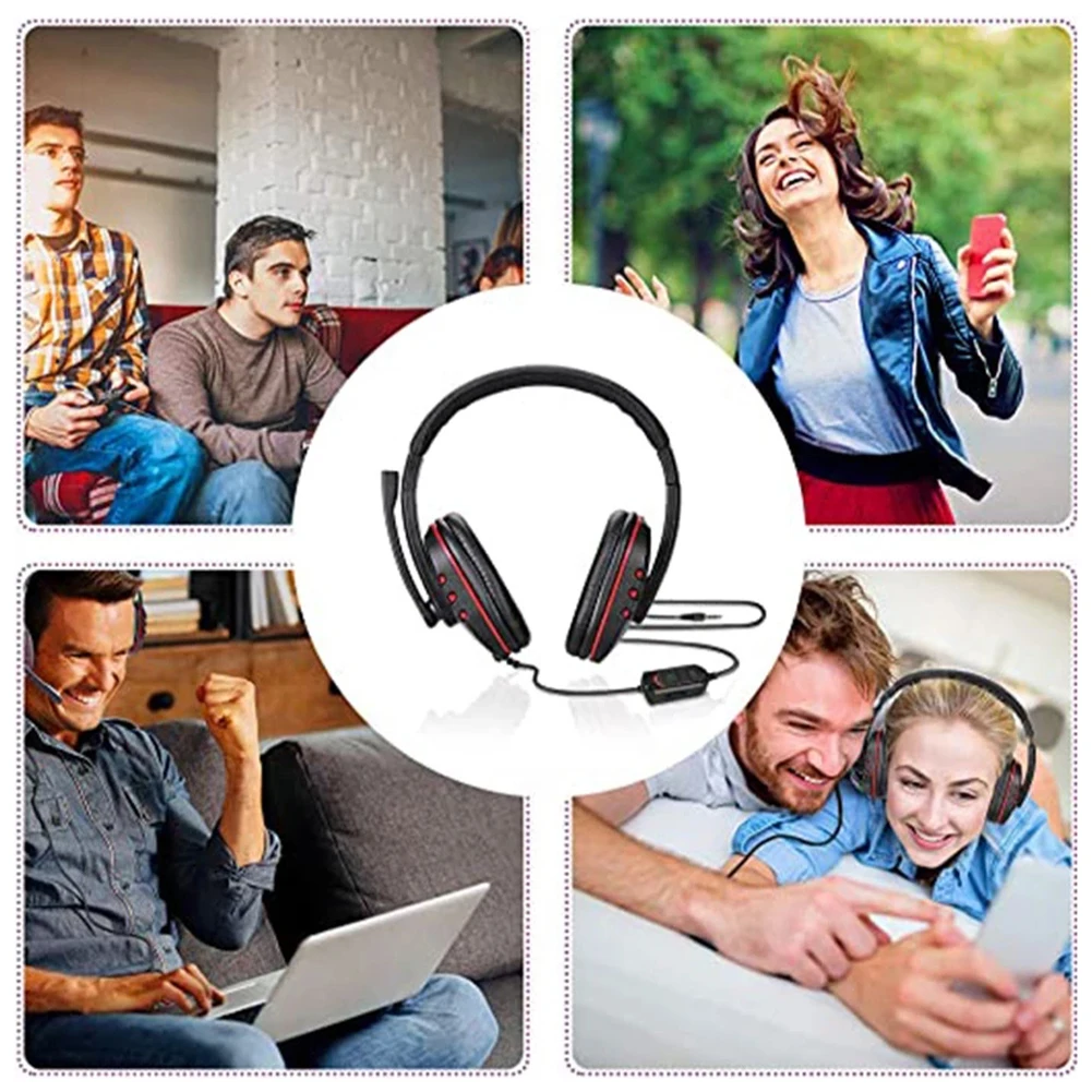 

3.5mm Gaming Headset Noise Reduction Surround Sound Stereo PS5 PS4 Wired Earphone with Mic for Laptop Tablet Smart Phone Black