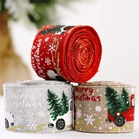 2pc 5mroll christmas ribbon printed burlap ribbons for gift wrapping wedding decor hair bows diy christmas tree ribbon wreath
