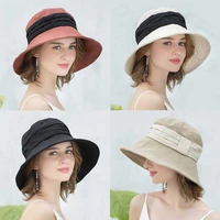 2021 summer sun hats for women cotton linen foldable beach hat fashion patchwork bucket hat cap chapeau femme