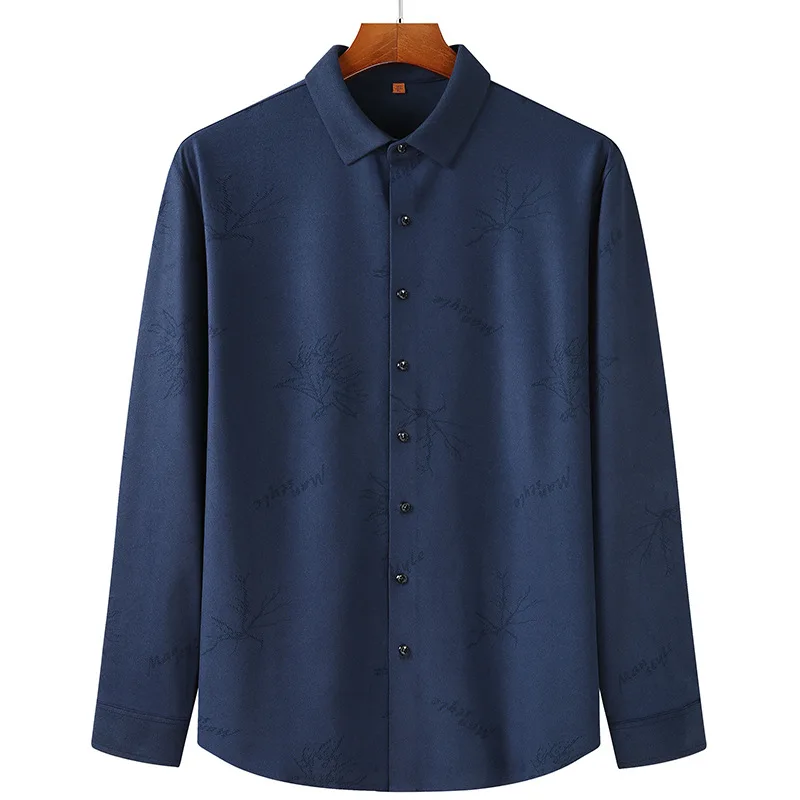 

Autumn 2020 new men's fattening plus size fashion leisure printing long sleeve shirt men's fat shirt