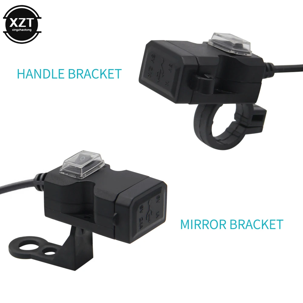 Dual USB Port Waterproof Motorcycle Handlebar Charger 12V 5V 1A/2.1A Adapter Power Supply Socket for Mobile Phone image 2