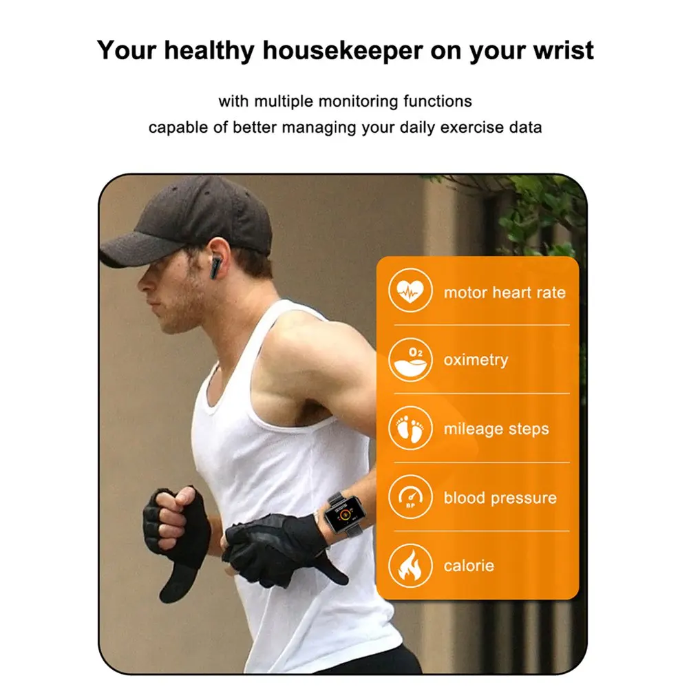 

T91 Smart Watch Wireless Bluetooth-compatible Earphones 1.4 Inch HD Big Screen Call Weather Heart Rate Bracelet Unisex Wristband