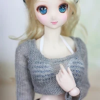 bjd doll clothing is suitable for 13 gray half hollow half long sleeve cut through to match the short knit special time