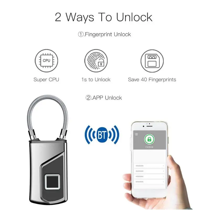 DHL 30pcs/lot Anytek L1+ Fingerprint Bag Lock Waterproof Anti-theft Door Suitcase Padlock Ins recommend
