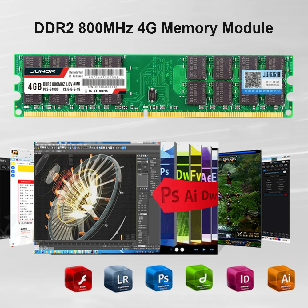 

Universal 2GB/4GB Desktop PC Memory Module 240 Pin DDR2 800MHZ AMD Support AMD Server Computer Accessories