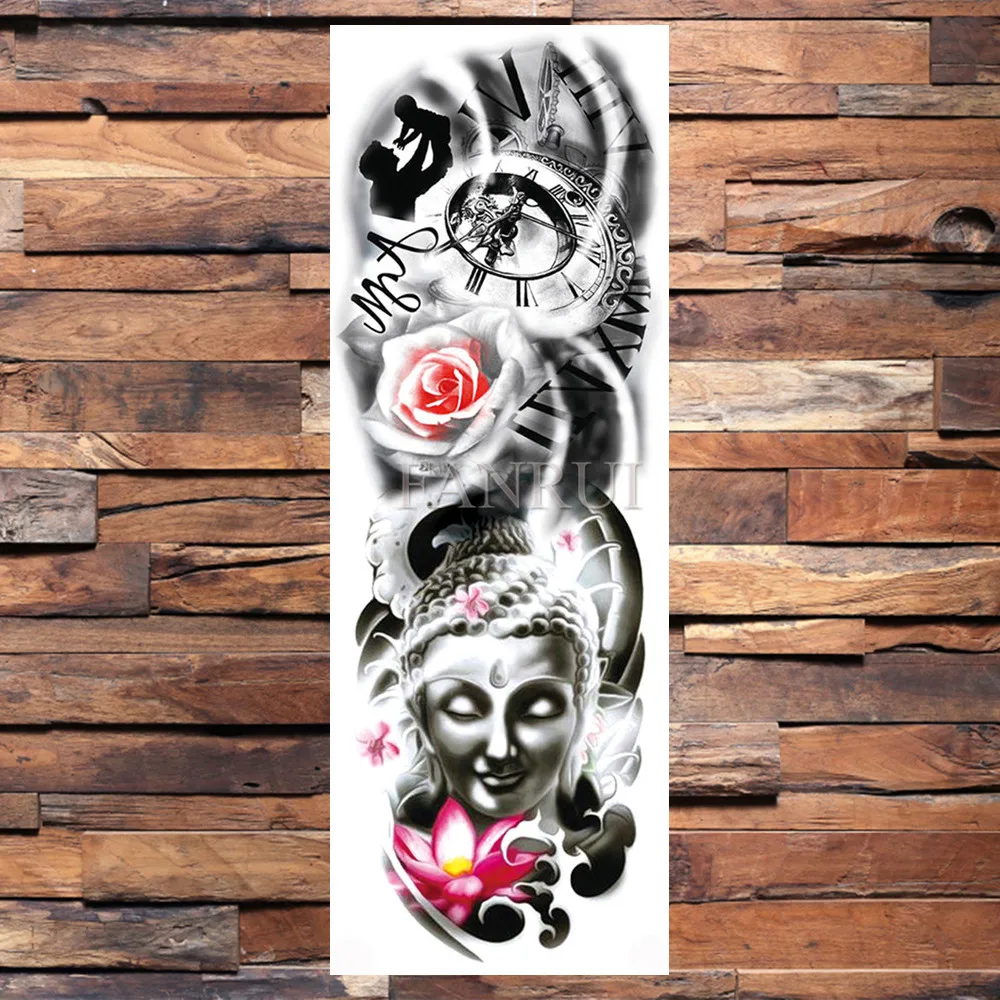 Золотистые индийские Временные татуировки на всю руку наклейки реалистичные