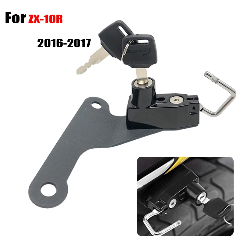 

6 Colors Helmet Lock Mount Hook Side Anti-theft Security with 2 Keys fits For Kawasaki ZX-10R ZX10R ZX 10R 2016 2017 Motorcycle
