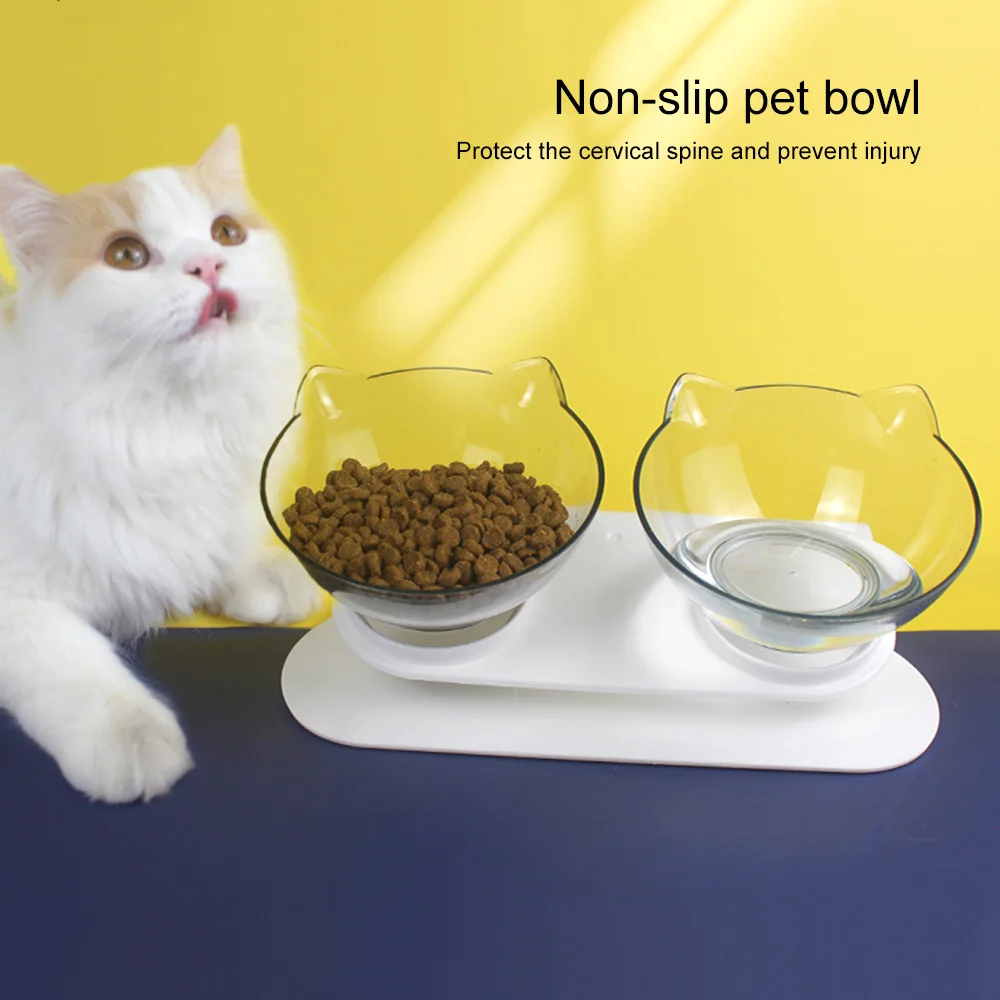 

Cat Bowl Plastic Non-slip Double Anti Roll Portable Pet Bowl Protection Cervical Water Feeder for Puppy Feeding Accessories