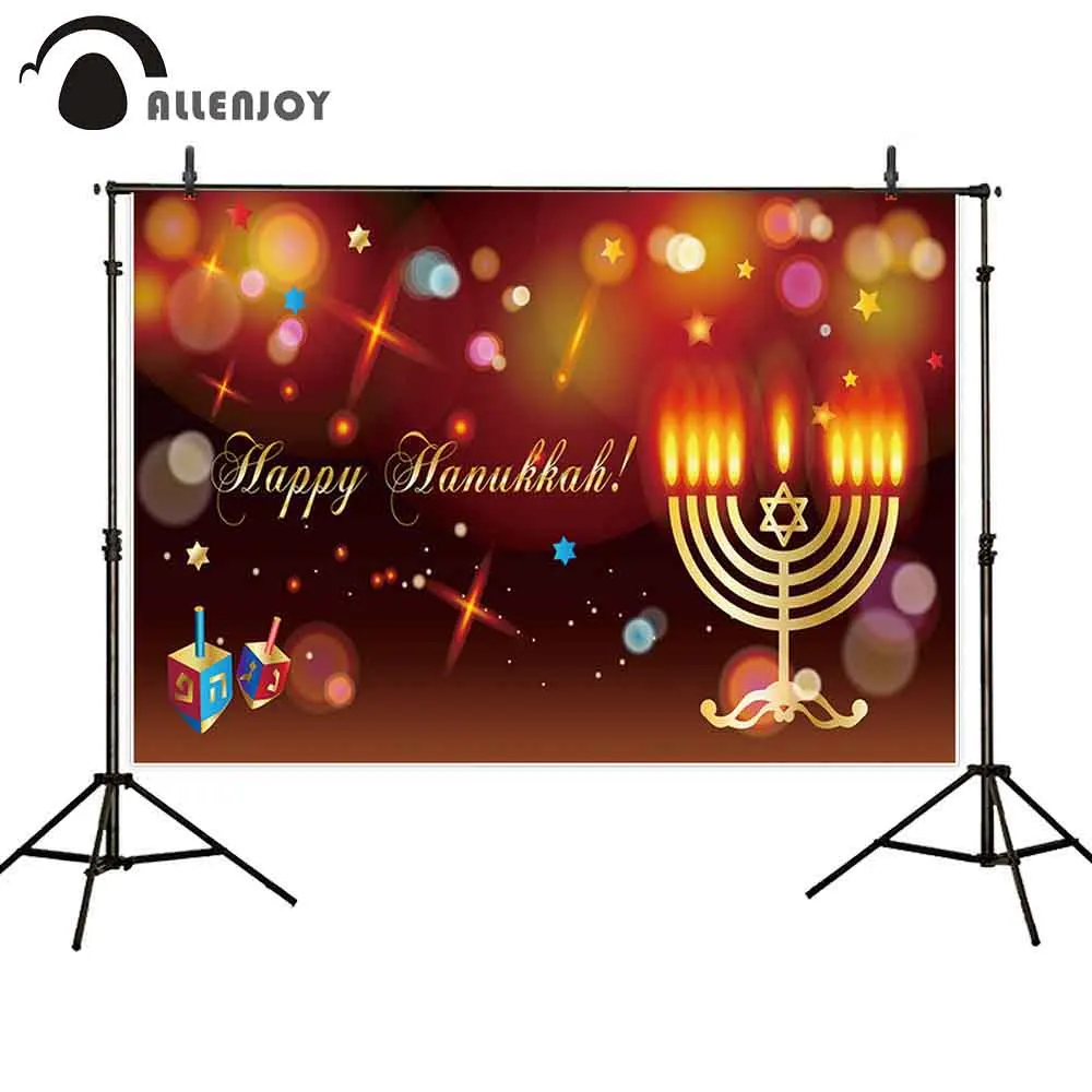 

Allenjoy photography backdrop jewish holiday Hanukkah menorah Candelabra hola dreidel glitter bokeh family background photophone