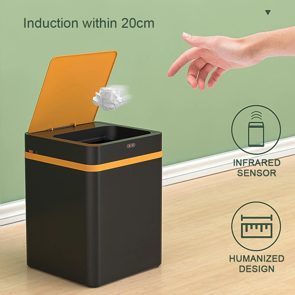 

15L Automatic Touchless Intelligent induction Motion Sensor Trash Can Wide Opening Sensor Waste Garbage Bin for Kitchen Bathroom