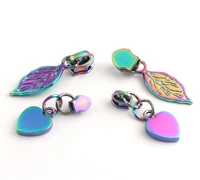 6mm4mm inner size zipper heads leaf shaped heart shaped rainbow zinc alloy accessories for bags clothes shoes handbags purse