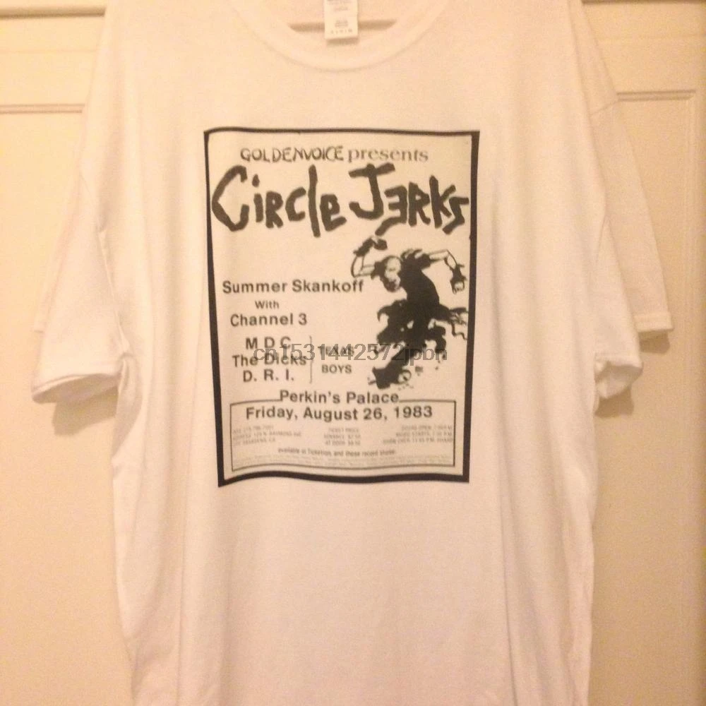 Футболка мужская белая в стиле старого панк-рок концерта летающего круга джеркса