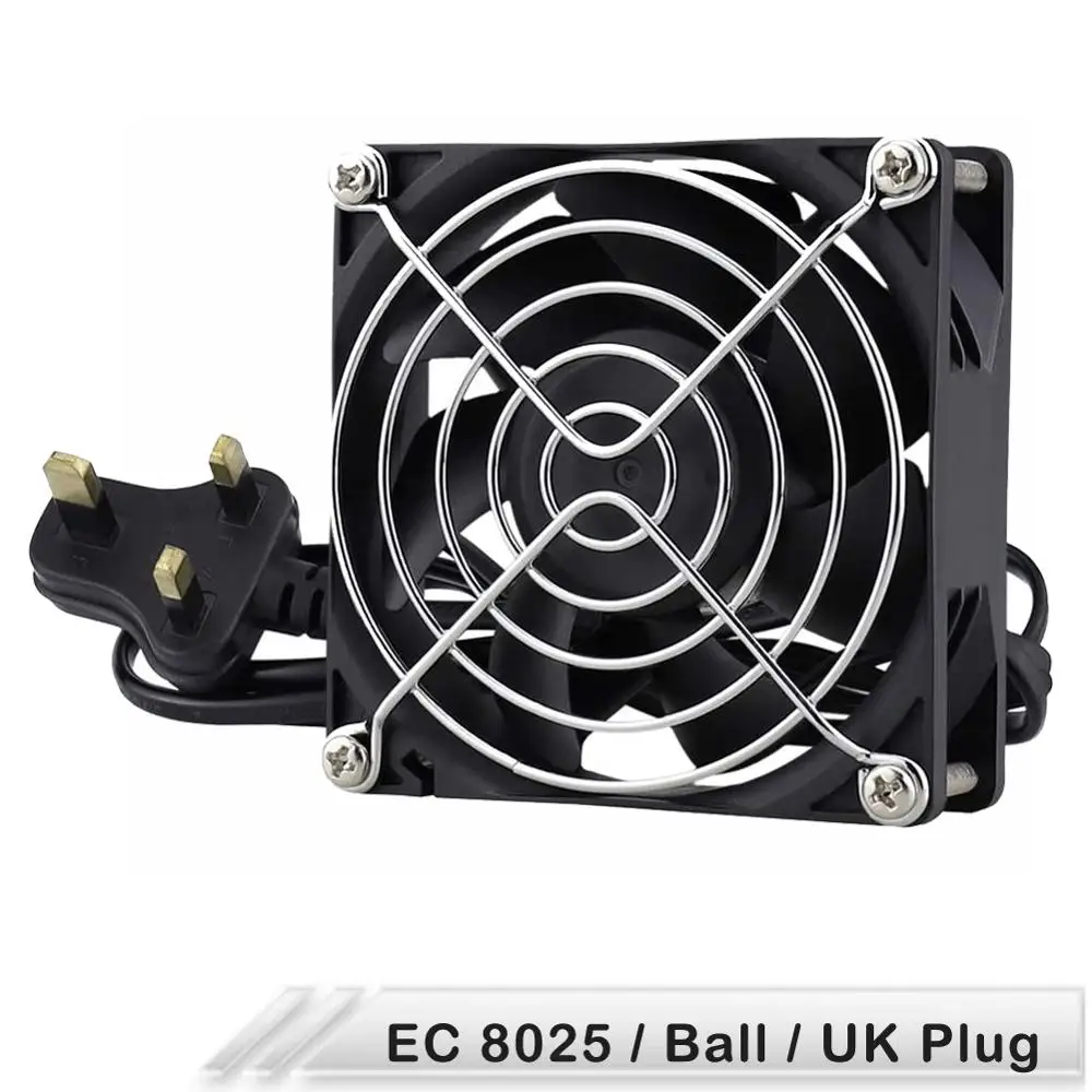 

1PCS Gdstime AC 110V 115V 120V 220V 240V Ball Bearing 8cm 80mm 80*25mm Brushless EC Axial Fan Cooling Fan with UK Plug 8025