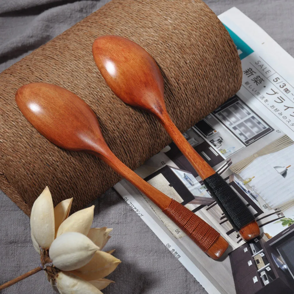 Детская деревянная Нескользящая посуда с длинной ручкой инструменты для супа