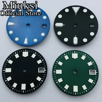 miuksi 28 5mm black blue green sterile dial super luminous mark watch dial fit nh35 movement for 4 oclock crown