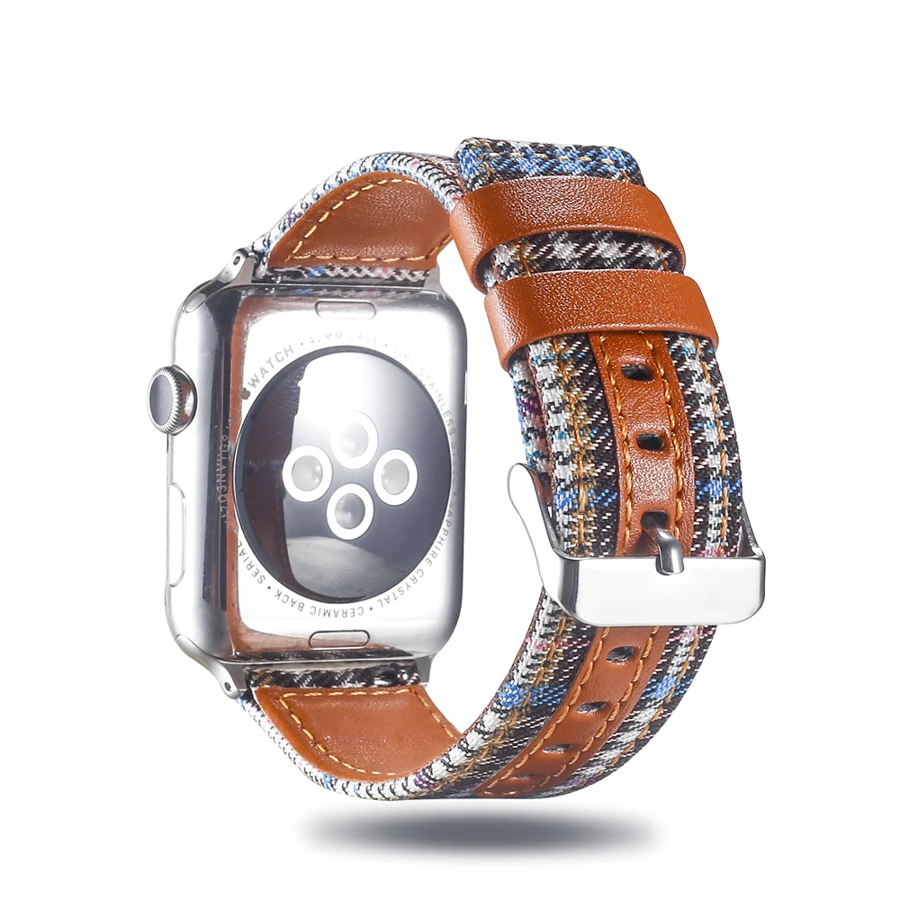 Холщовый ремешок для часов для Apple Watch 38 мм 42 мм 40 мм 44 мм нейлоновый кожаный ремешок для часов браслет для iWatch Series 5/4/3/2/1