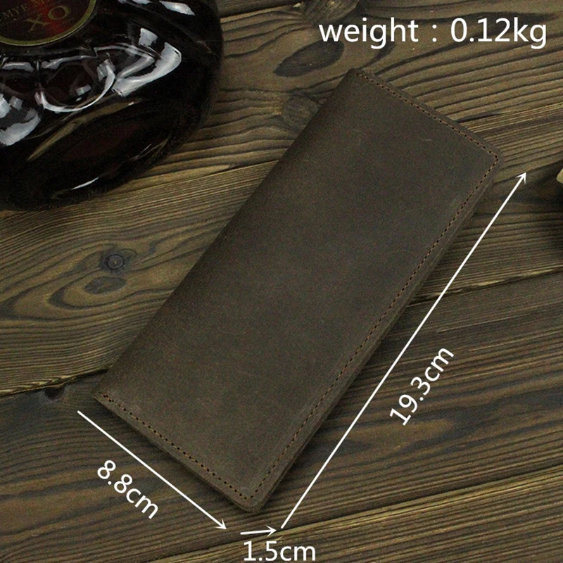 

Crazy Horse Genune Leather Clutch Wallet Men's Credit ID Cardholder Passport Card Case Male Long Dollar Purse