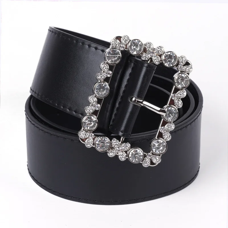 

Fashion wide belt female ladies black white red belt pin buckle high quality women's belt QZ0042