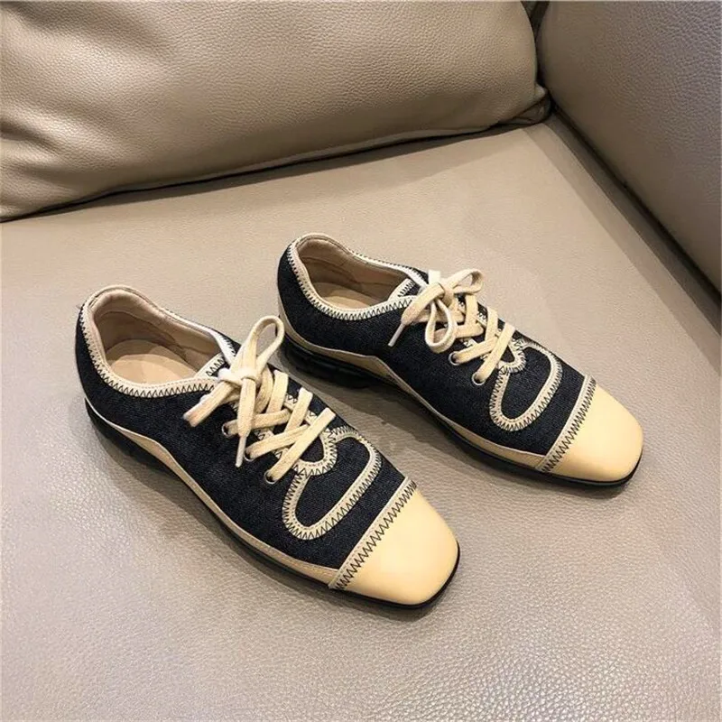 Обувь на низком каблуке лоферы шнуровке женская офисная обувь повседневная