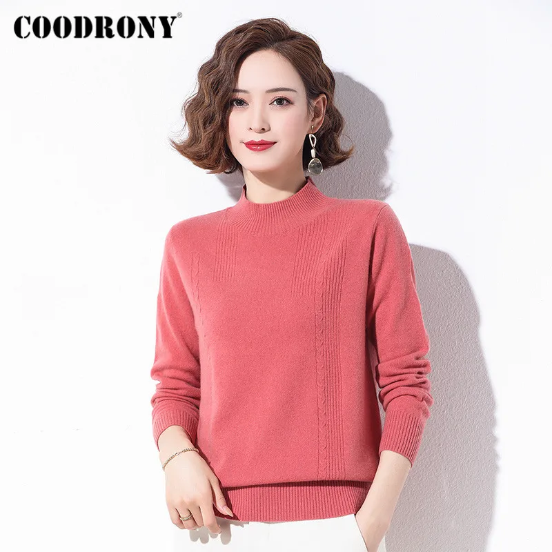 

COODRONY Brand Casual Knitted Female Merino Wool Jumpers Winter New Elegant High Quality Women's Fashion Sweaters W1241