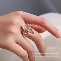 fashion new gold plated diamond butterfly ring for women irregular index finger open ring couple wedding rings luxury jewelry