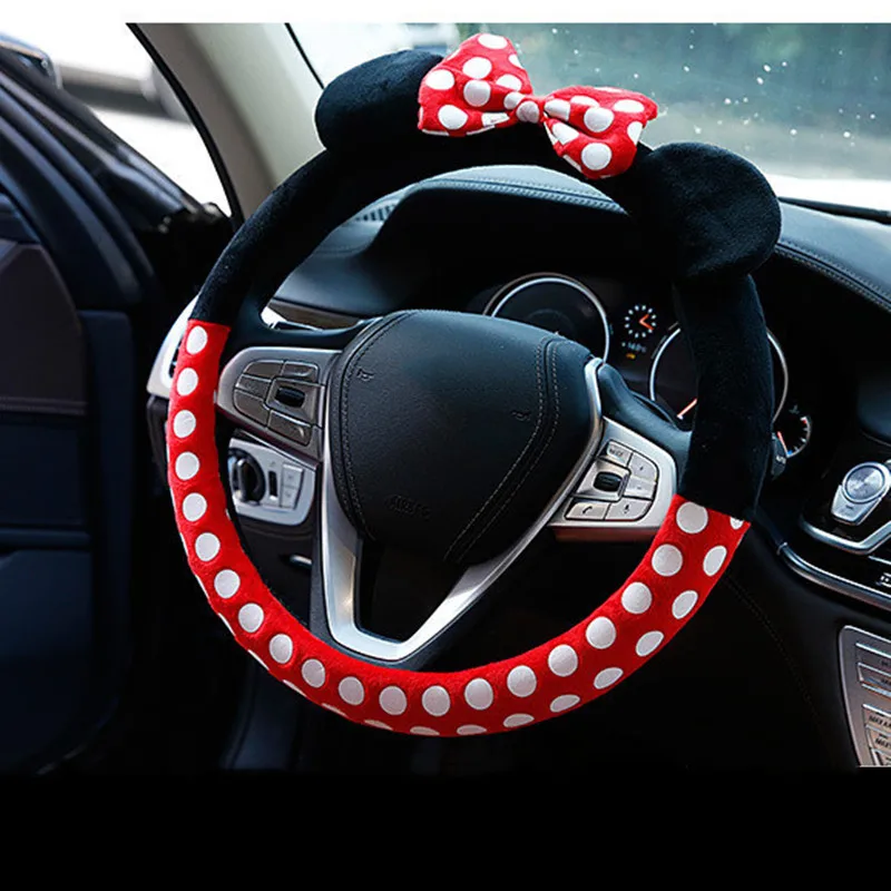 

Car Styling Bow Steering Wheel Cover Cute Cartoon Universal Interior Accessories Set Women/Man 9 Designs Car Covers Hot New