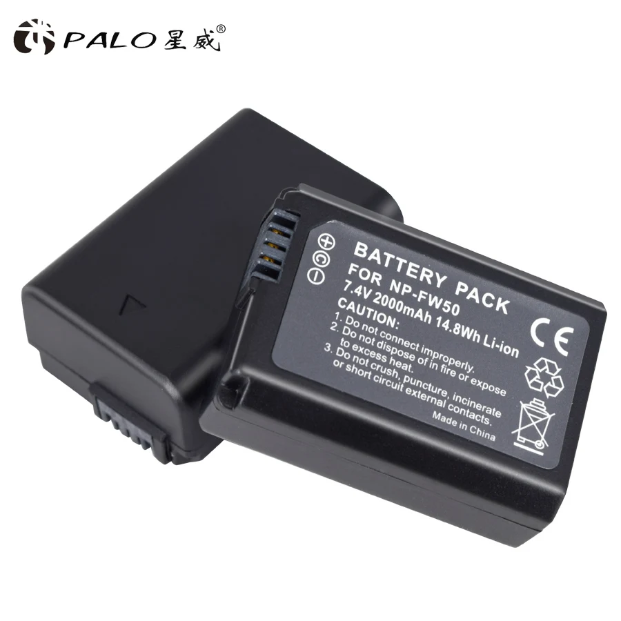 2pcs battery Пало NP FW50 Батарея 2000 мА/ч, NP-FW50 FW50 цифровая камера Батарея для sony Альфа A7SM2 A5000/6000/35/55 RX10 II III NEX-F3/3N - Цвет: 2pcs battery