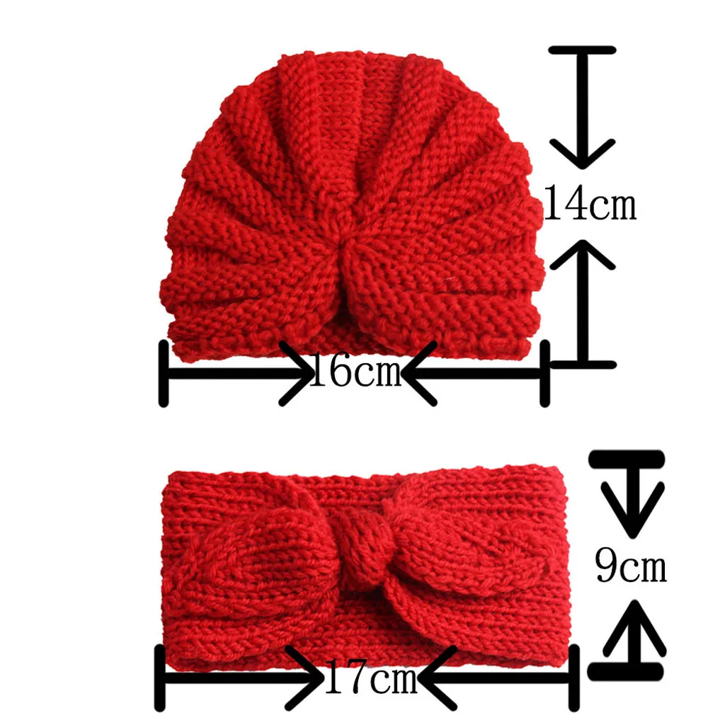 Winter Solid Hat Baby Newborn Boy Girl Knitted Turban Hair Band Beanie Headwear Cap Sets winter hats for girls Kids | Детская одежда и