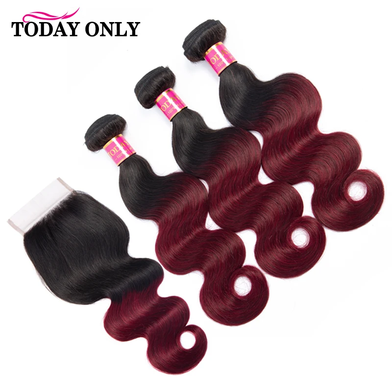 Сегодня только перуанские объемные волнистые пучки с закрытием бордовые 3 пучка