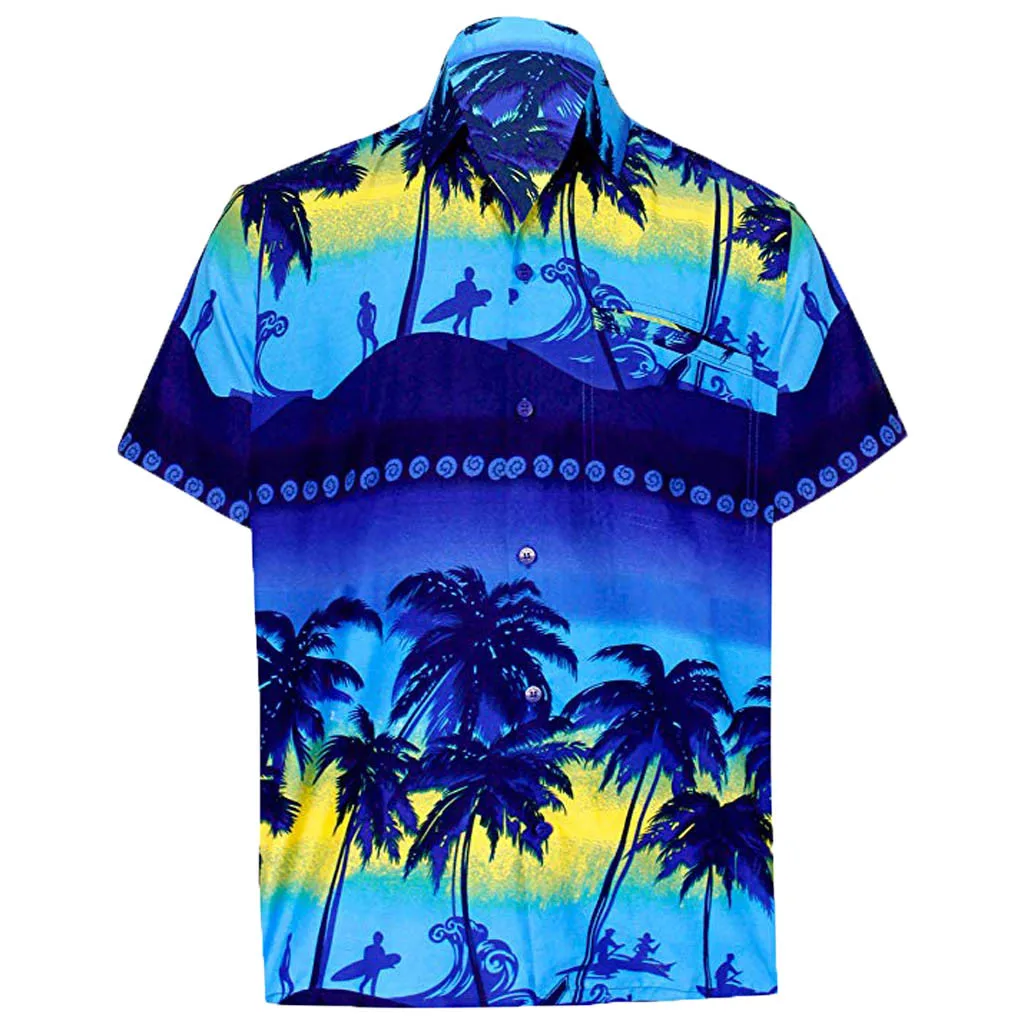 Рубашка camisa masculina мужские рубашки chemise homme уличная Гавайская печать пляж короткий рукав поддельный карман быстросохнущая рубашка Z4