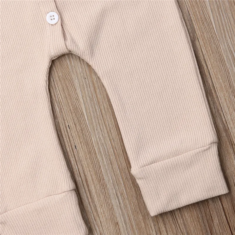 Детский однотонный комбинезон с длинным рукавом на осень|Ромперы| |