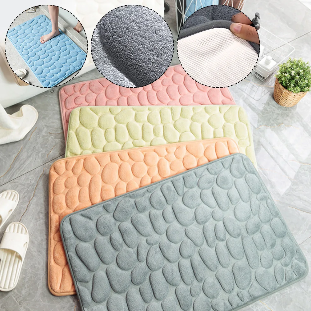 

Bathroom Bath Mat Non-slip Carpets In Wash Basin Cobblestone Embossed Bathtub Side Floor Rug Shower Room Doormat