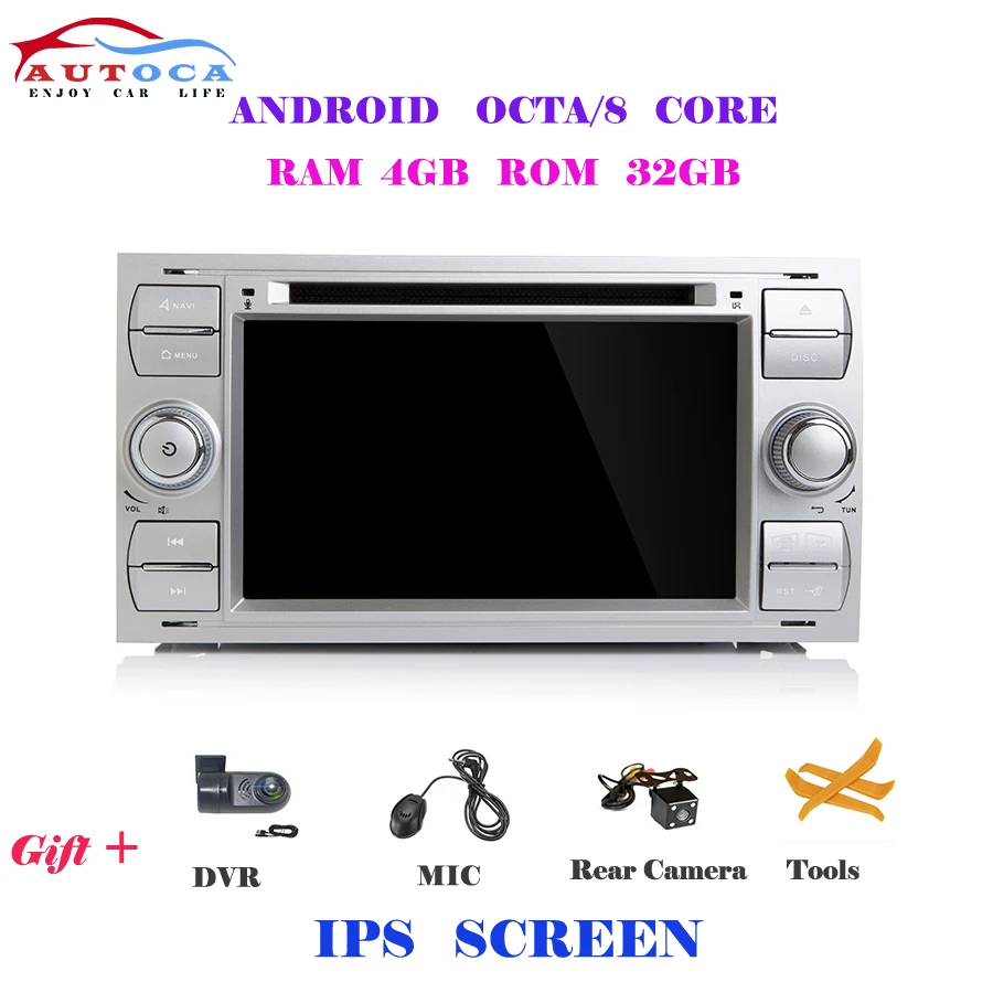 Silver 4G IPS DSP ips 2 din Android 9,0 Автомобильный gps dvd-плеер для Ford Mondeo S-max Focus C-MAX Galaxy Fiesta transit Fusion подключение kuga радио - Цвет: Silver 4G IPS