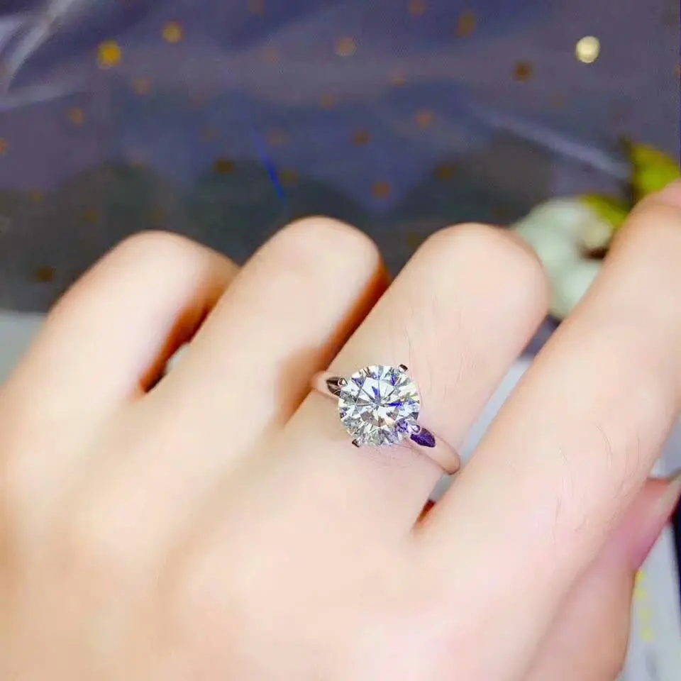 Shilovem 18k Белое Золото Moissanite алмазные кольца женские классические свадебные растения Рождественский подарок 8*8 мм vvs bj080888sz
