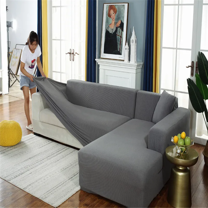 

Corn kernels universal L-shaped sofa cover used for living room furniture elastic cover chaise longue corner sofa cover