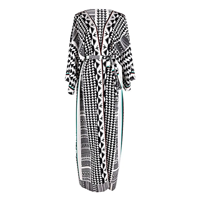 

New Geometric Pattern Positioning Flower Loose Sunscreen Beach Coat Cardigan Bikini Swimsuit Blouse