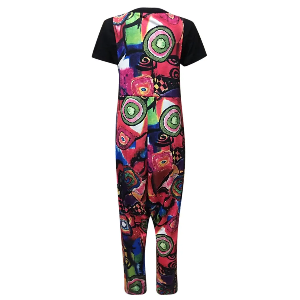 

Free Ostrich Women Casual Jumpsuits Romper Ladies loose casual plus size printed overalls printing Hemp Long Trousers Pocket New