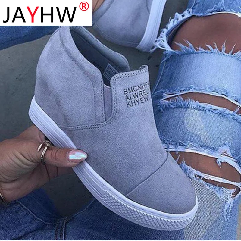 

Женские замшевые кроссовки JAYHW, Вулканизированная подошва, повседневная обувь на шнуровке, увеличивающая рост, осень/зима