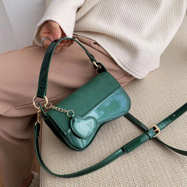 2020 новая женская сумка через плечо Западная мода диагональная Яркая кожаная |