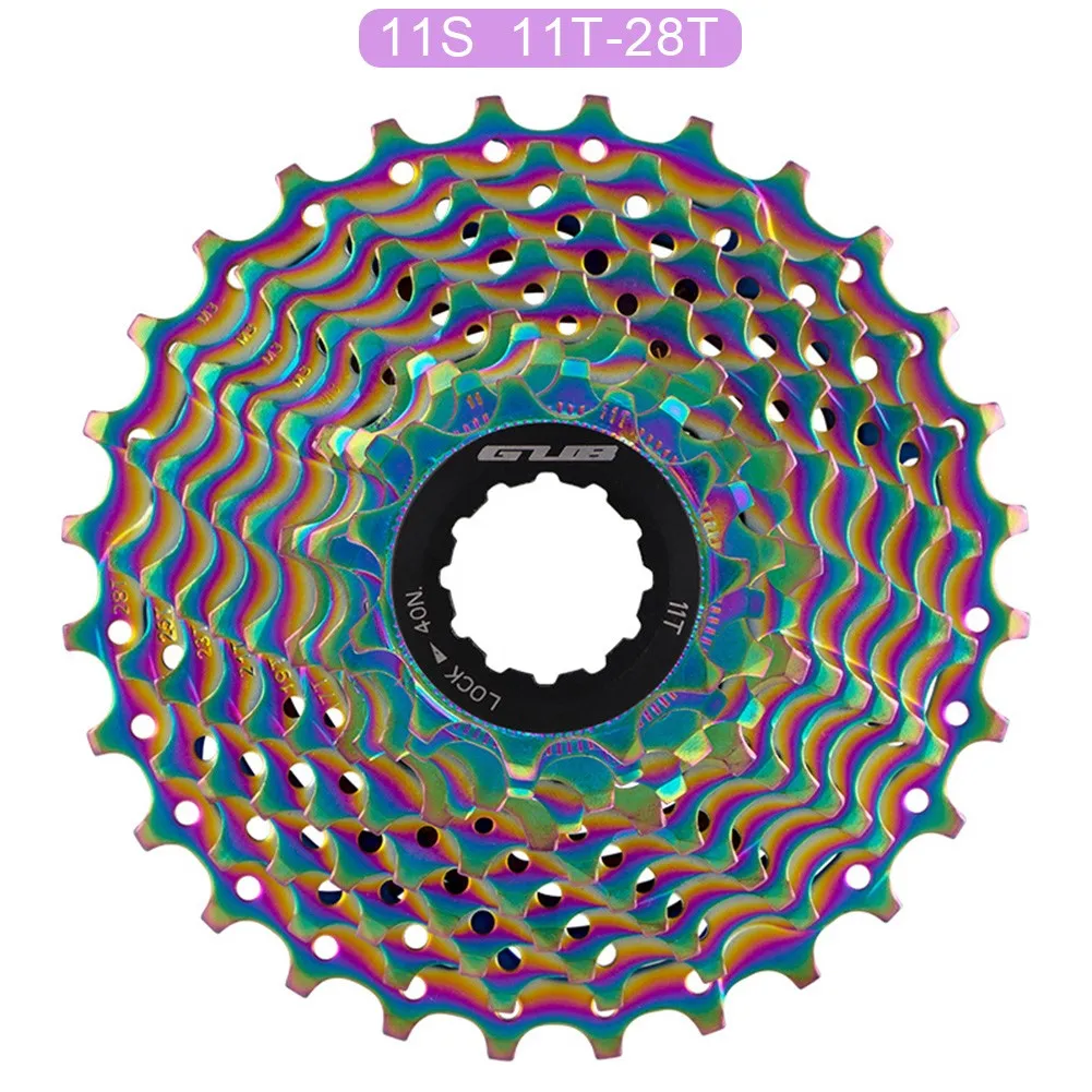 

GUB CNC Super Light 11 Speed Cassette Freewheel 11-28T Cassette Rainbow Flywheel Bike Sprocket Wear-resistant Flywheel Bike Part